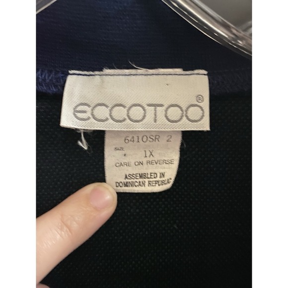 Vintage Eccotoo Navy Green Plaid Button Up Cardigan Collared Gold Buttons 1X - Picture 2 of 16